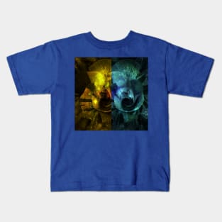 Deux Roses - Sparkling blue and yellow Rose Kids T-Shirt